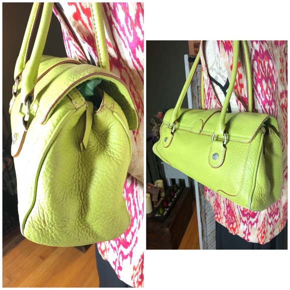 MICHAEL KORS CHARTREUSE GREEN PEBBLED LEATHER BAG - Picture 6 of 16